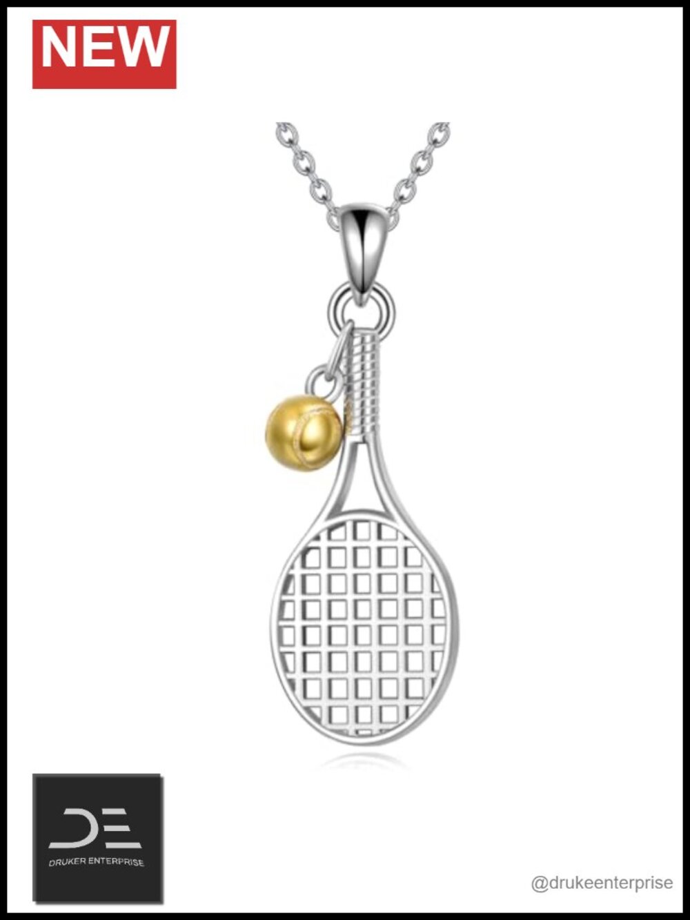 Sterling Silver Tennis Baseball Sport Pendant Necklace